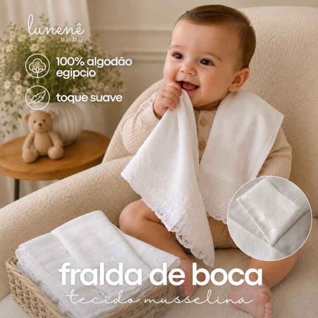 Fralda de Boca 04 peças em Musselina