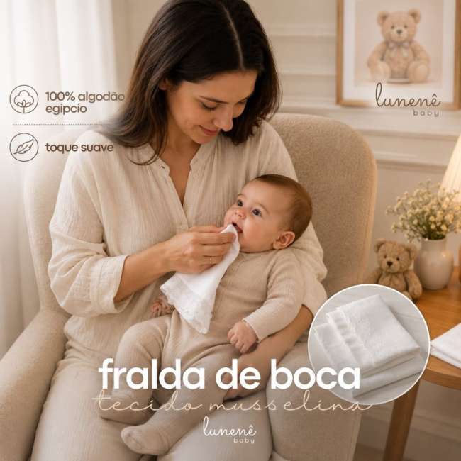 Fralda de Boca 04 peças em Musselina