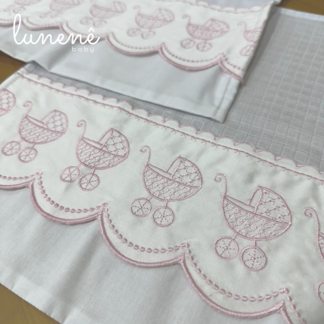 Fralda para Boca 03 Peças Basic Baby Carrinho Rosa