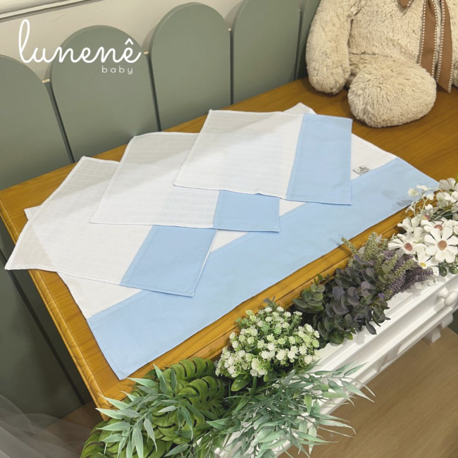 Fralda para Boca 04 Peças Basic Baby Azul