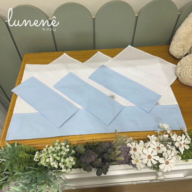 Fralda para Boca 04 Peças Basic Baby Azul