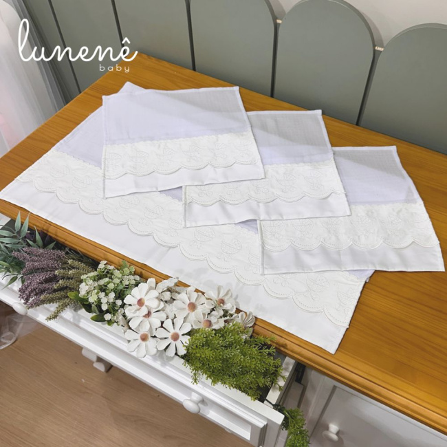 Fralda para Boca 04 Peças Basic Baby Carrinho Branco