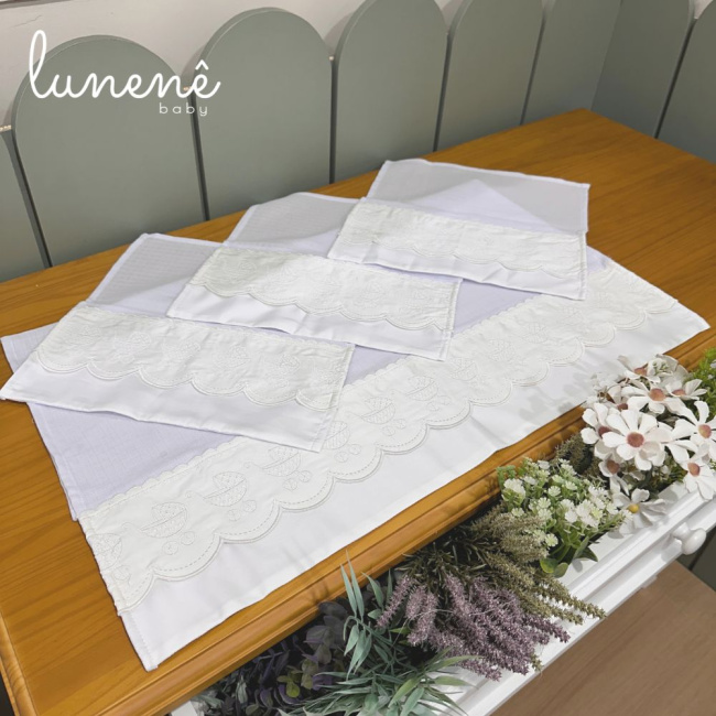 Fralda para Boca 04 Peças Basic Baby Carrinho Branco