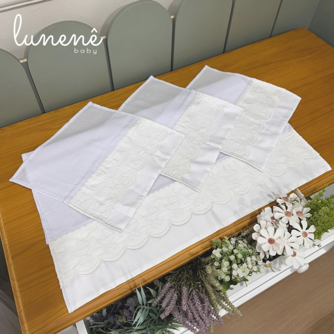 Fralda para Boca 04 Peças Basic Baby Carrinho Branco