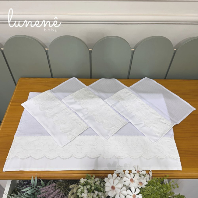 Fralda para Boca 04 Peças Basic Baby Carrinho Branco