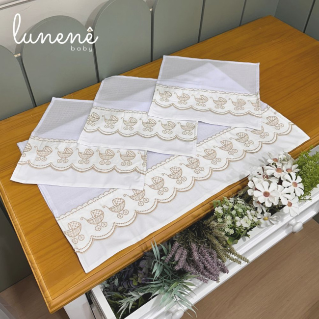 Fralda para Boca 04 Peças Basic Baby Carrinho Caqui