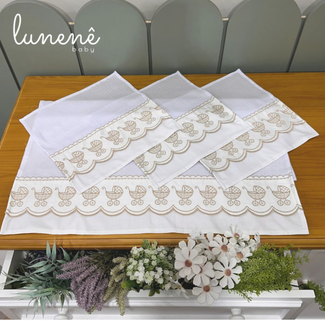 Fralda para Boca 04 Peças Basic Baby Carrinho Caqui