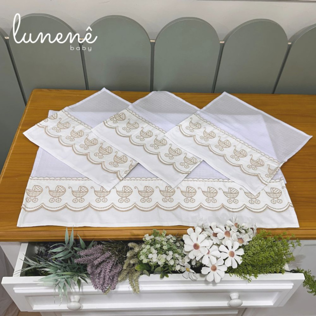 Fralda para Boca 04 Peças Basic Baby Carrinho Caqui