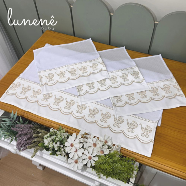 Fralda para Boca 04 Peças Basic Baby Carrinho Caqui