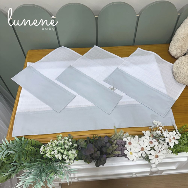 Fralda para Boca 04 Peças Basic Baby Cinza