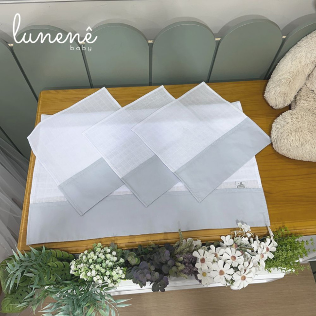 Fralda para Boca 04 Peças Basic Baby Cinza