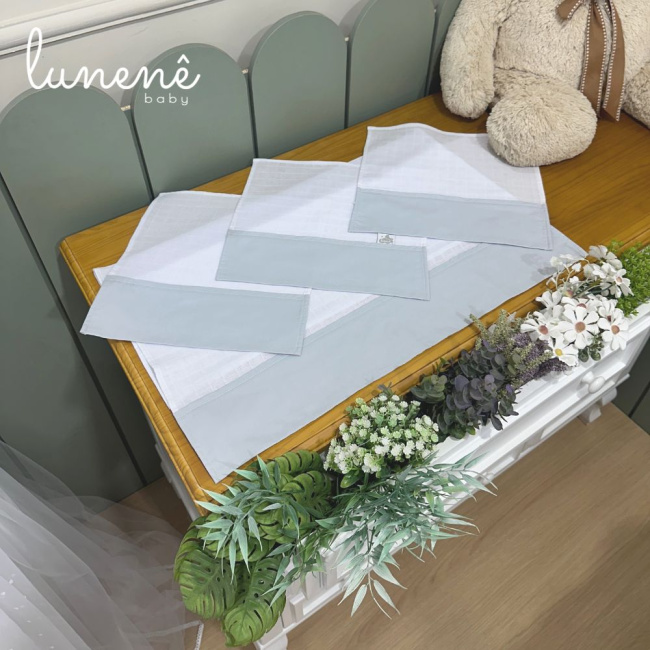 Fralda para Boca 04 Peças Basic Baby Cinza