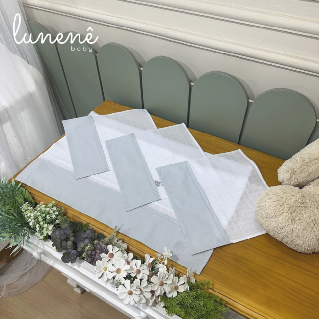 Fralda para Boca 04 Peças Basic Baby Cinza