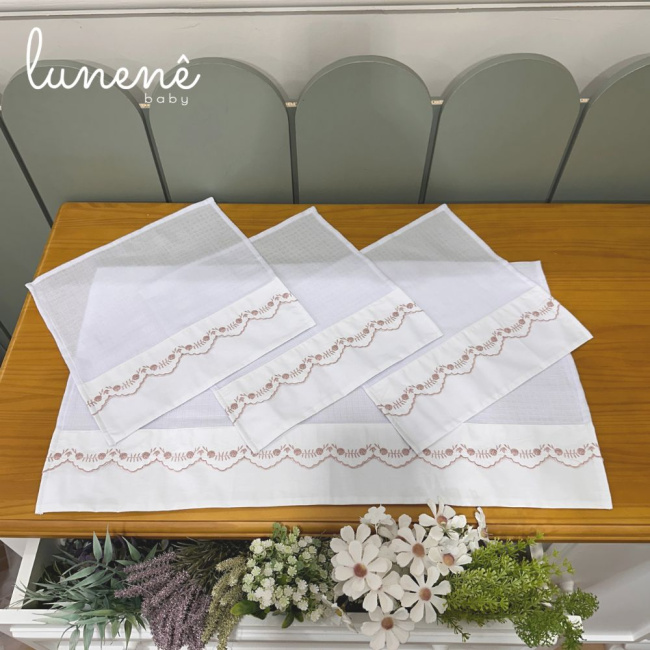 Fralda para Boca 04 Peças Basic Baby Flor Terracota