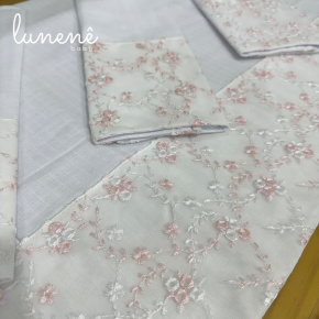 Fralda para Boca 04 Peças Basic Baby Floral Rosa