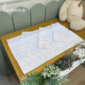 Fralda para Boca 04 Peças Basic Baby Floral Rosa