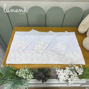 Fralda para Boca 04 Peças Basic Baby Floral Rosa