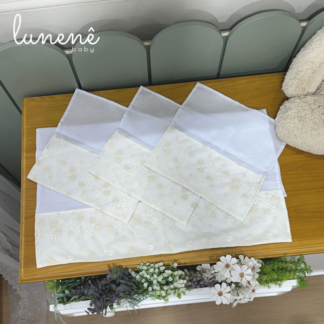 Fralda para Boca 04 Peças Basic Baby Floral Bege