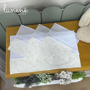 Fralda para Boca 04 Peças Basic Baby Floral Bege