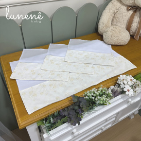 Fralda para Boca 04 Peças Basic Baby Floral Bege