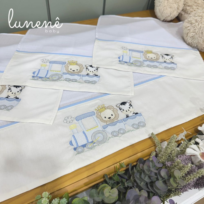 Fralda para Boca 04 Peças Basic Baby Trenzinho