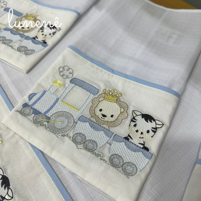 Fralda para Boca 04 Peças Basic Baby Trenzinho