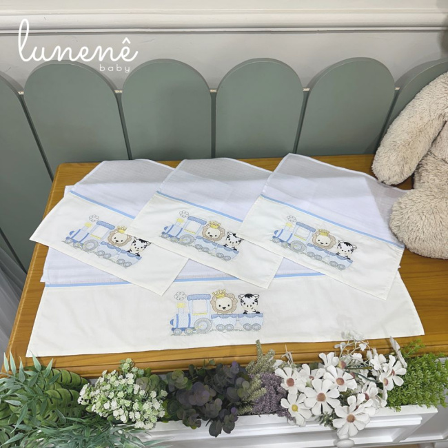 Fralda para Boca 04 Peças Basic Baby Trenzinho