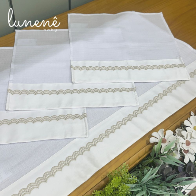 Fralda para Boca 04 Peças Lunenê Baby Castelli Caqui 400 Fios 4579