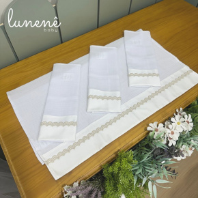 Fralda para Boca 04 Peças Lunenê Baby Castelli Caqui 400 Fios 4579