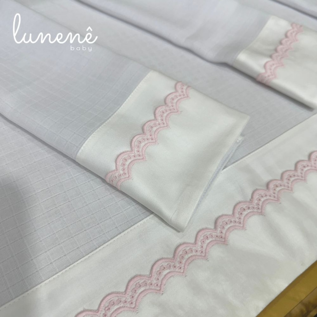 Fralda para Boca 04 Peças Lunenê Baby Castelli Rosa 400 Fios 4583