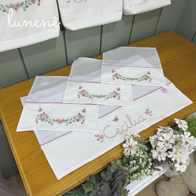 Fralda para Boca 04 Peças Piquezinho Floral 400 Fios 4528