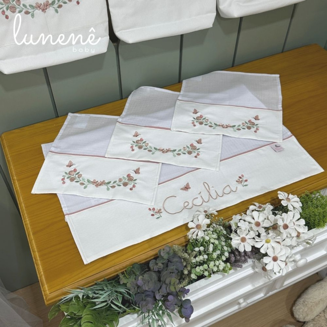 Fralda para Boca 04 Peças Piquezinho Floral 400 Fios 4528