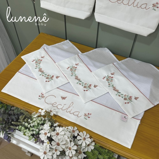 Fralda para Boca 04 Peças Piquezinho Floral 400 Fios 4528