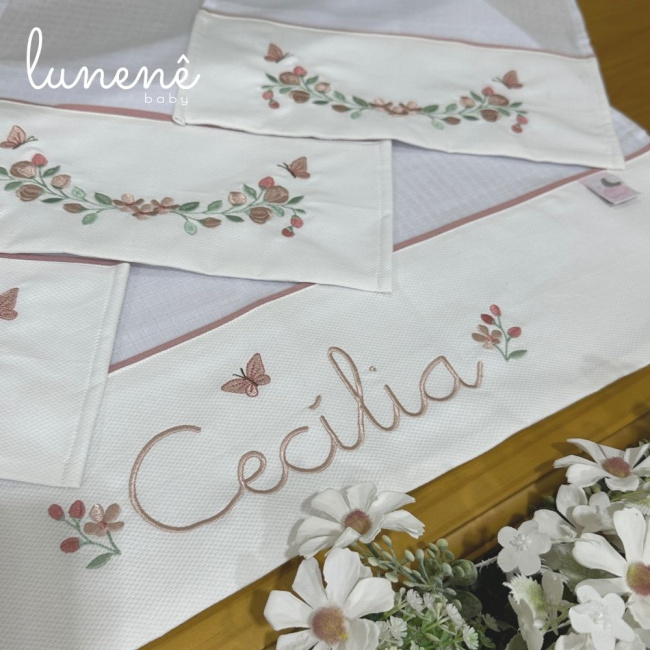 Fralda para Boca 04 Peças Piquezinho Floral 400 Fios 4528