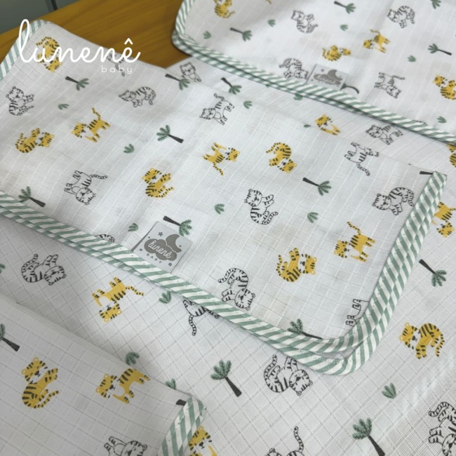 Fralda para Boca 04 Peças Safari Listradinho Verde 4620