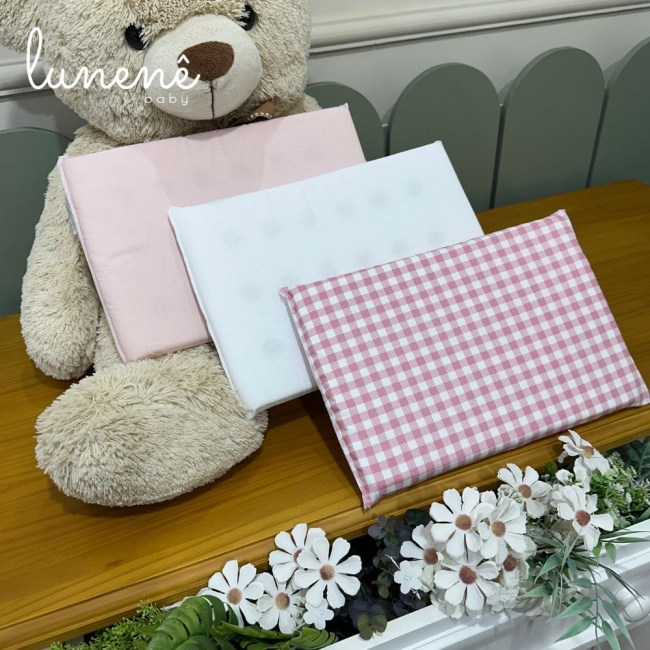 Kit 03 peças Travesseiro Anti-sufocante Floral Xadrez Daniela 200 Fios 4624