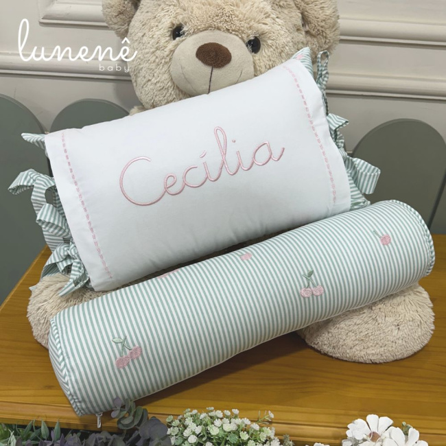 Kit Almofada 02 Peças Cerejinha Verde 200 Fios 4574