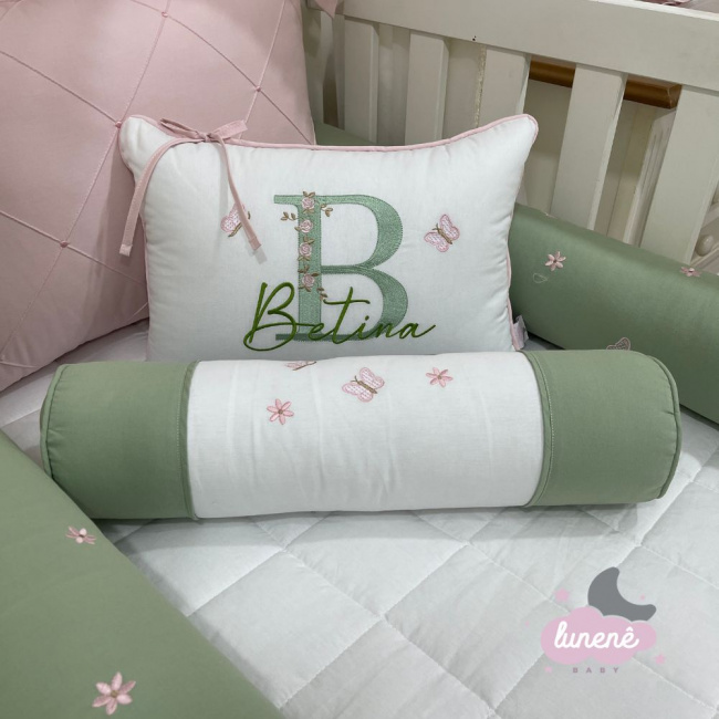 Kit Almofada 02 Peças Personale Baby Rose e Verde 200 Fios