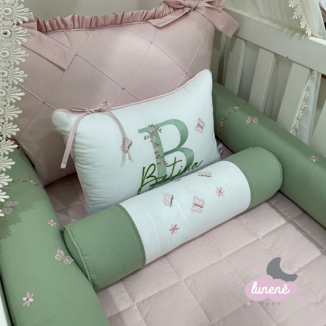 Kit Almofada 02 Peças Personale Baby Rose e Verde 200 Fios