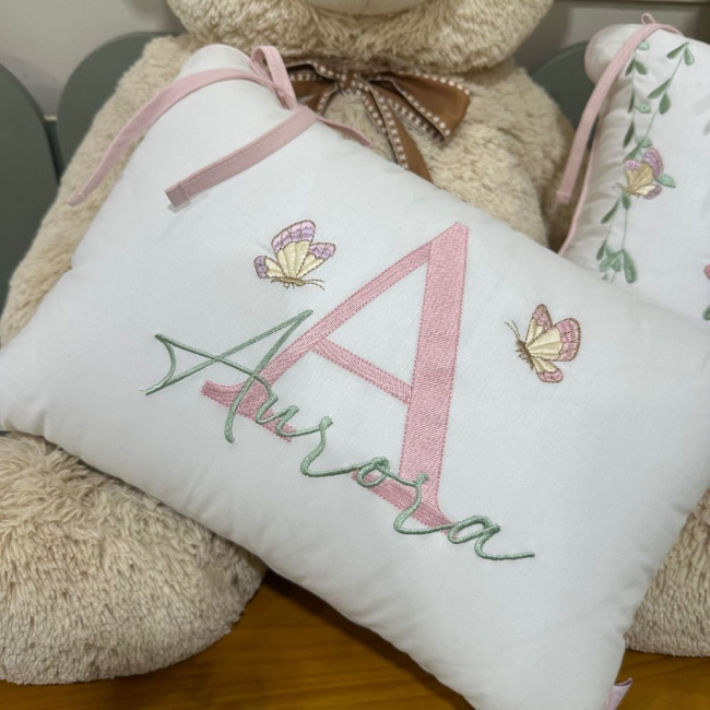 Kit Almofada 02 Peças Rose Borboletas