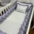Kit Berço 100% Algodão 160 Fios Lilás Personalizado 06 Peças Lavanda 4685