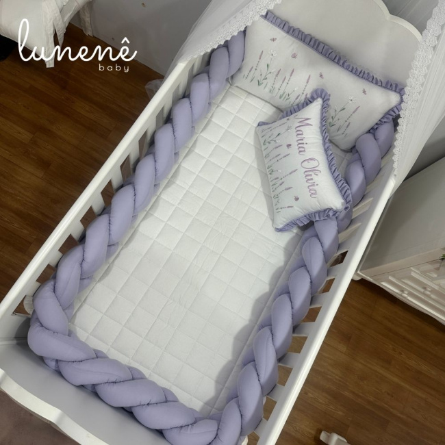 Kit Berço 100% Algodão 160 Fios Lilás Personalizado 06 Peças Lavanda 4685