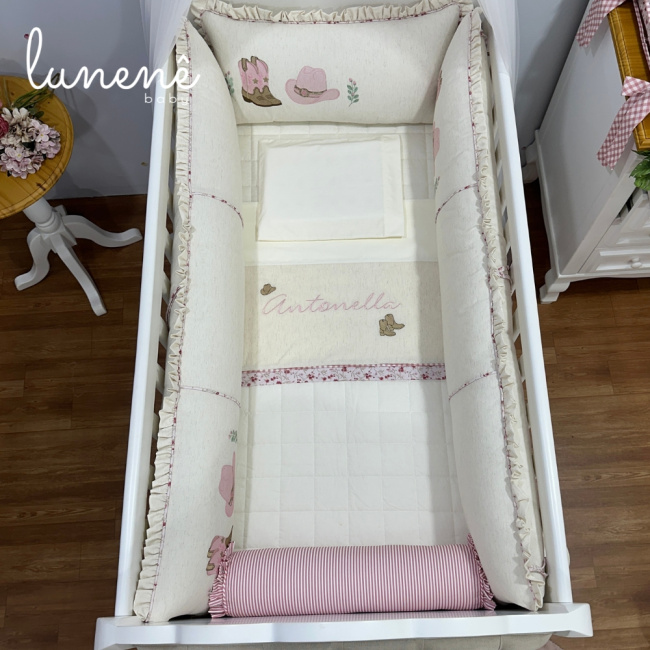 Kit Berço 100% Algodão 200 Fios Personalizado 08 Peças Country Baby 4679