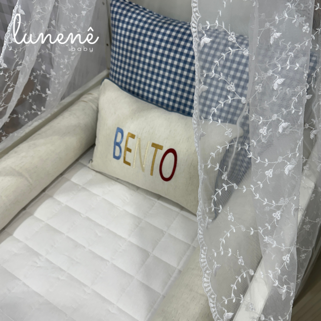 Kit Berço 100% Algodão 200 Fios Personalizado 08 Peças Xadrez Azul Bento 4681