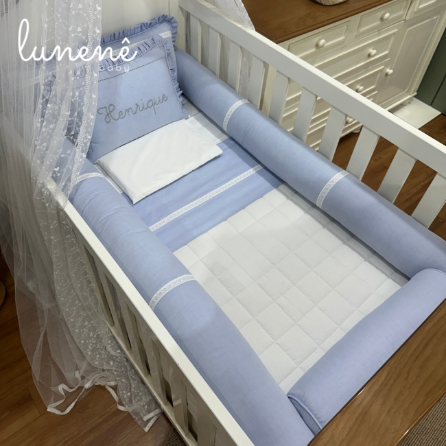 Kit Berço 100% Algodão 200 Fios Personalizado 09 Peças Petit Chambre 4689