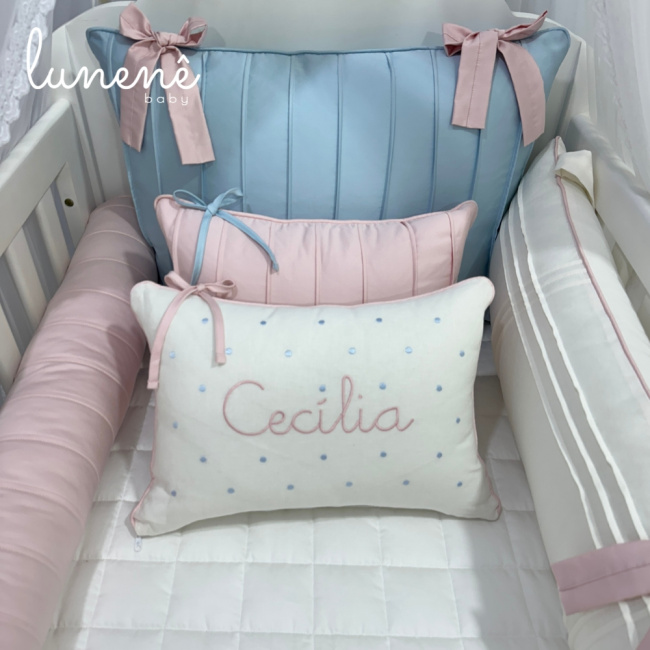 Kit Berço 100% Algodão 400 Fios Personalizado 09 Peças Laços de Cecília 4683