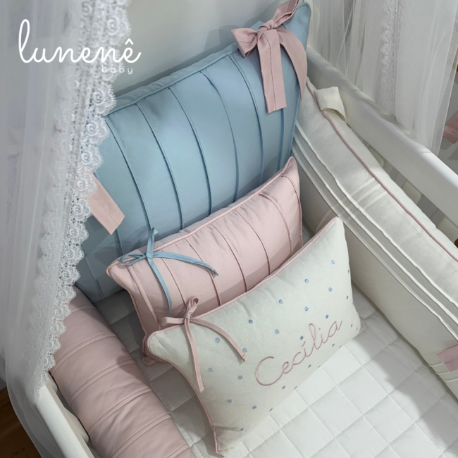 Kit Berço 100% Algodão 400 Fios Personalizado 09 Peças Laços de Cecília 4683