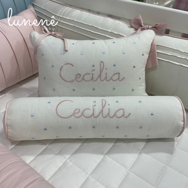 Kit Berço 100% Algodão 400 Fios Personalizado 09 Peças Laços de Cecília 4683