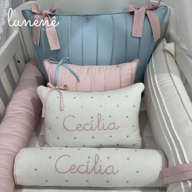 Kit Berço 100% Algodão 400 Fios Personalizado 09 Peças Laços de Cecília 4683