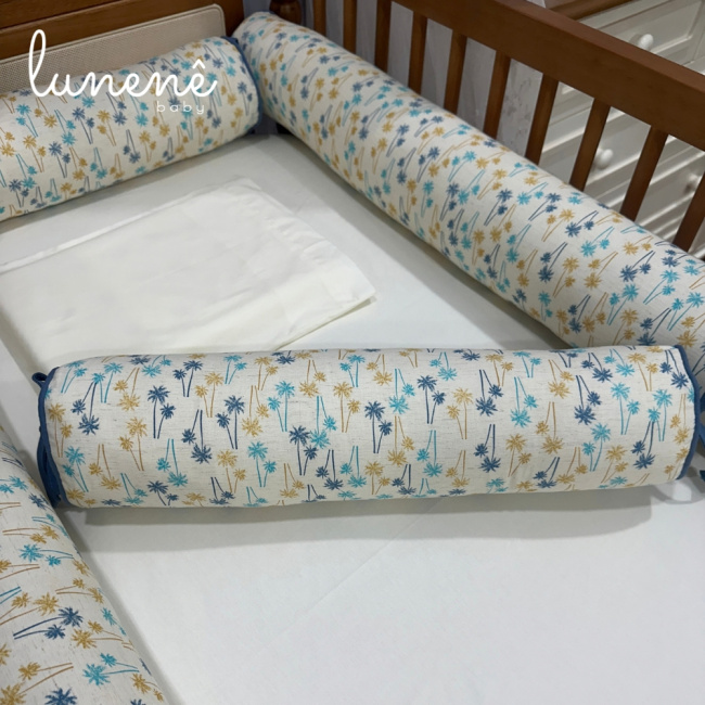 Kit Berço 100% Algodão Rolinho 200 Fios 07 Peças Tropical Linho 4000